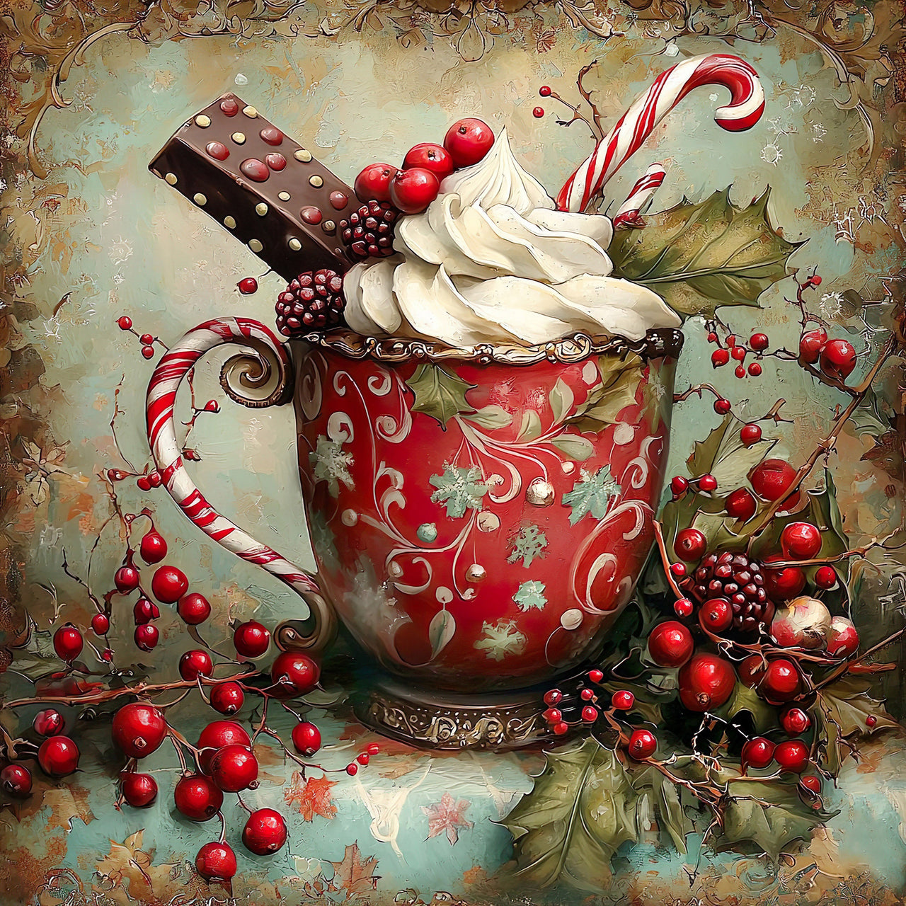 Winter Mug Sign, DCO-102007, Sign For Wreath, 10x10in Metal Sign
