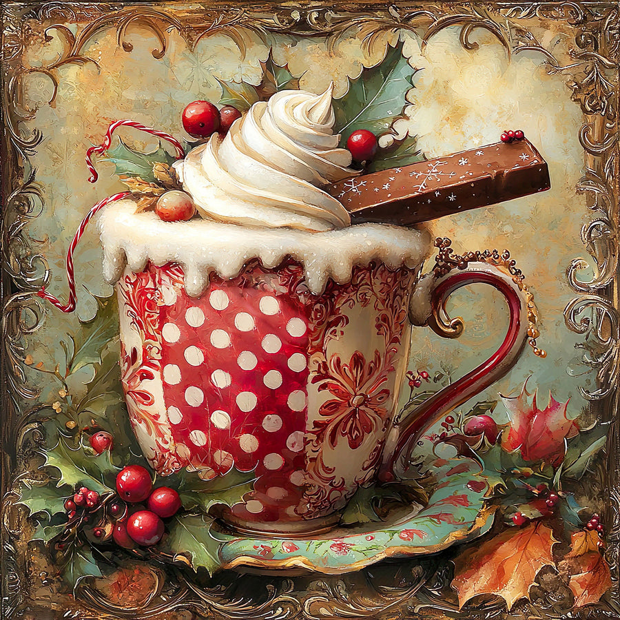 Winter Mug Sign, DCO-102013, Sign For Wreath, 10x10in Metal Sign