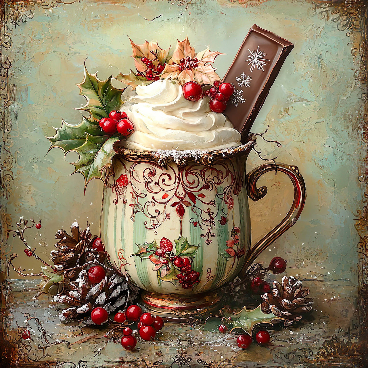 Winter Mug Sign, DCO-102014, Sign For Wreath, 10x10in Metal Sign