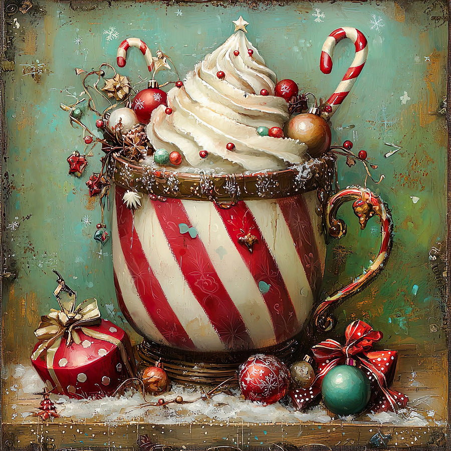 Winter Mug Sign, DCO-102016, Sign For Wreath, 10x10in Metal Sign