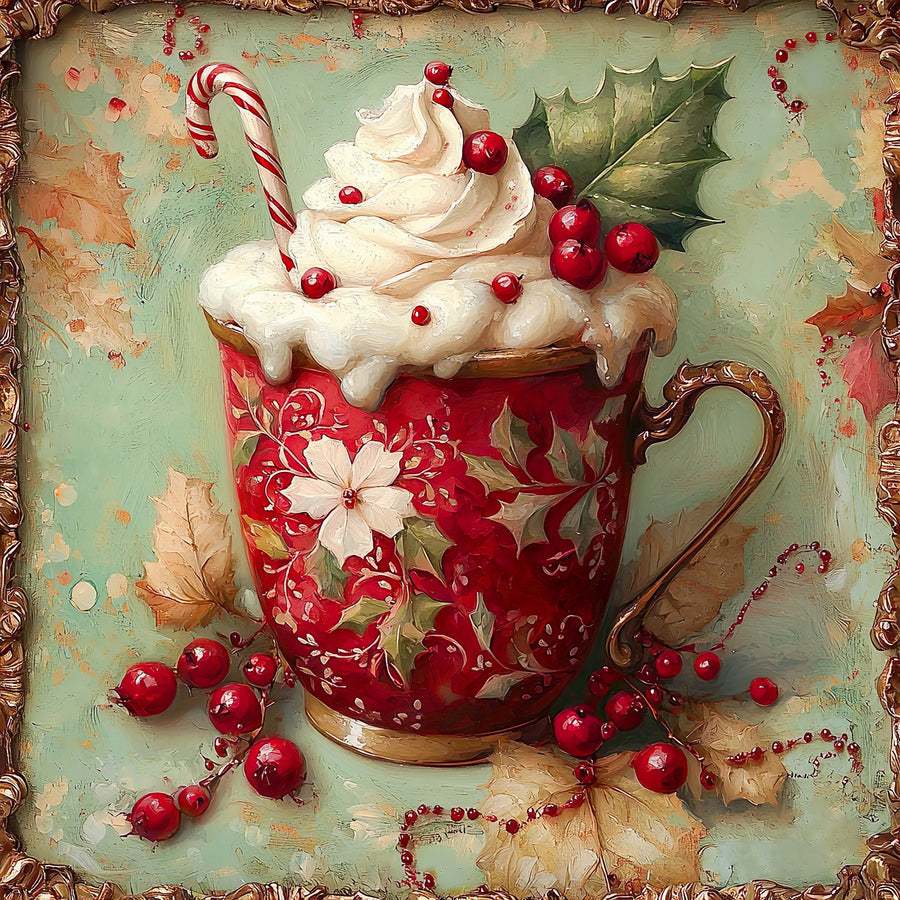 Winter Mug Sign, DCO-102018, Sign For Wreath, 10x10in Metal Sign