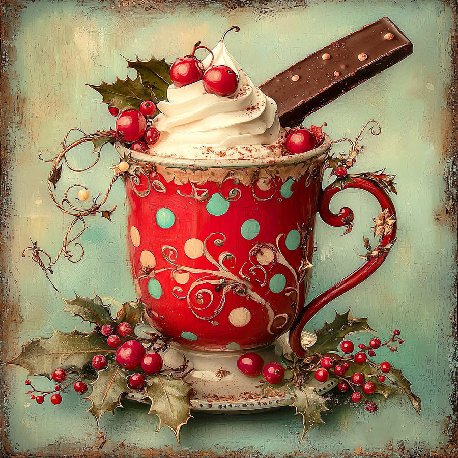 Winter Mug Sign, DCO-102020, Sign For Wreath, 10x10in Metal Sign