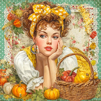 Thumbnail for Fall Pin up Girl Sign, DCO-102046, Sign For Wreath, 10x10in Metal Sign