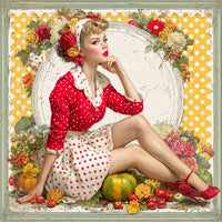 Thumbnail for Fall Pin up Girl Sign, DCO-102047, Sign For Wreath, 10x10in Metal Sign