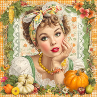 Thumbnail for Fall Pin up Girl Sign, DCO-102048, Sign For Wreath, 10x10in Metal Sign