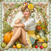 Thumbnail for Fall Pin up Girl Sign, DCO-102049, Sign For Wreath, 10x10in Metal Sign