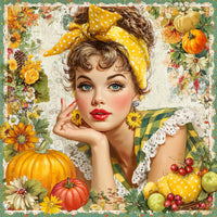 Thumbnail for Fall Pin up Girl Sign, DCO-102050, Sign For Wreath, 10x10in Metal Sign
