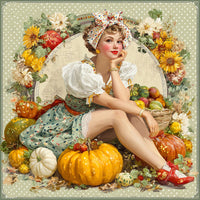 Thumbnail for Fall Pin up Girl Sign, DCO-102051, Sign For Wreath, 10x10in Metal Sign