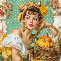 Thumbnail for Fall Pin up Girl Sign, DCO-102052, Sign For Wreath, 10x10in Metal Sign