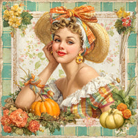Thumbnail for Fall Pin up Girl Sign, DCO-102056, Sign For Wreath, 10x10in Metal Sign