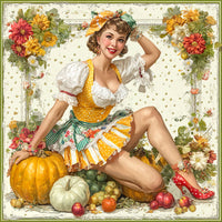 Thumbnail for Fall Pin up Girl Sign, DCO-102057, Sign For Wreath, 10x10in Metal Sign