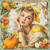 Thumbnail for Fall Pin up Girl Sign, DCO-102058, Sign For Wreath, 10x10in Metal Sign