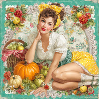 Thumbnail for Fall Pin up Girl Sign, DCO-102059, Sign For Wreath, 10x10in Metal Sign