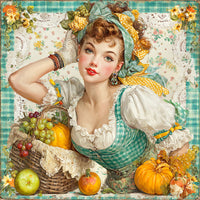 Thumbnail for Fall Pin up Girl Sign, DCO-102062, Sign For Wreath, 10x10in Metal Sign