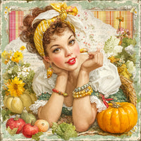 Thumbnail for Fall Pin up Girl Sign, DCO-102064, Sign For Wreath, 10x10in Metal Sign