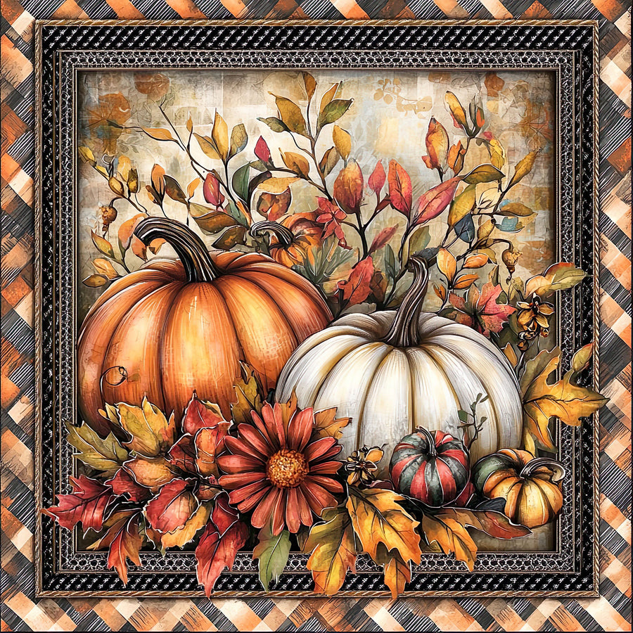 Fall Pumpkins Sign, DCO-102066, Sign For Wreath, 10x10in Metal Sign
