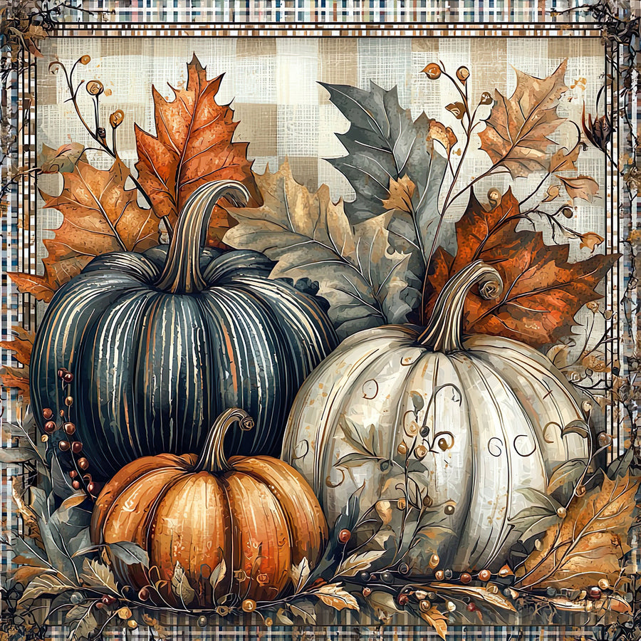 Fall Pumpkins Sign, DCO-102069, Sign For Wreath, 10x10in Metal Sign