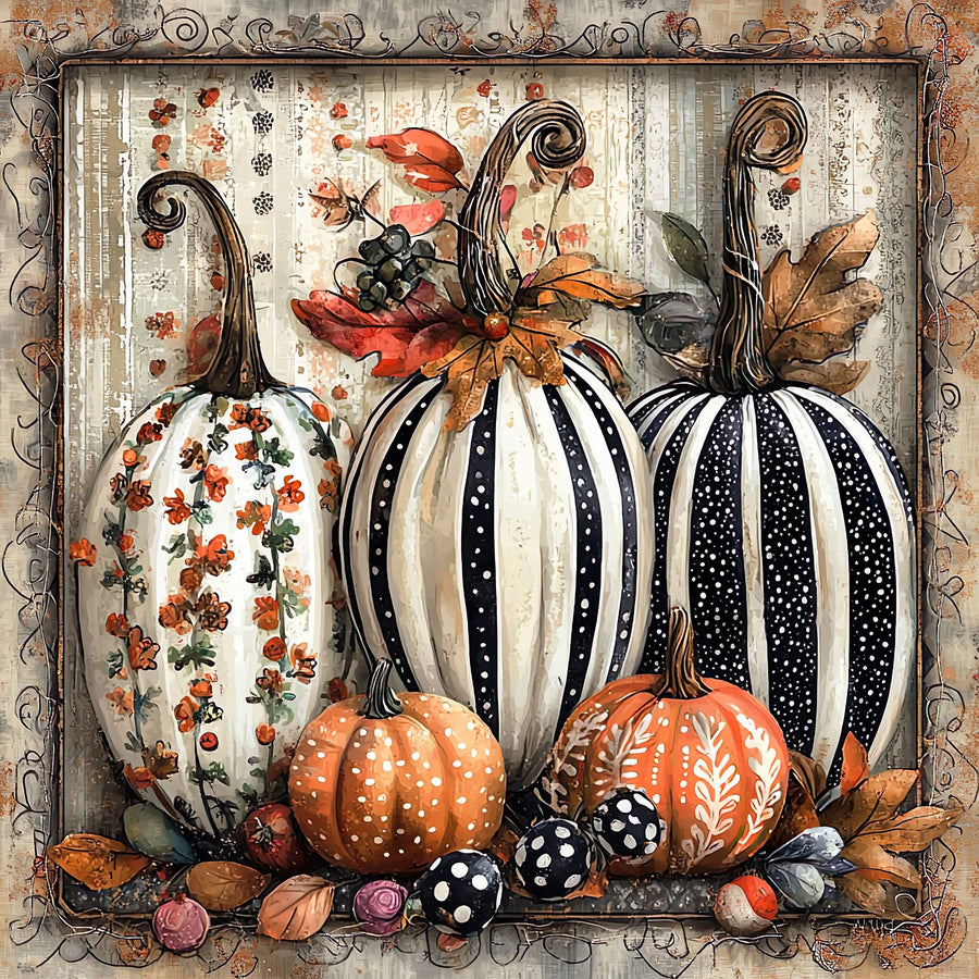 Fall Pumpkins Sign, DCO-102072, Sign For Wreath, 10x10in Metal Sign