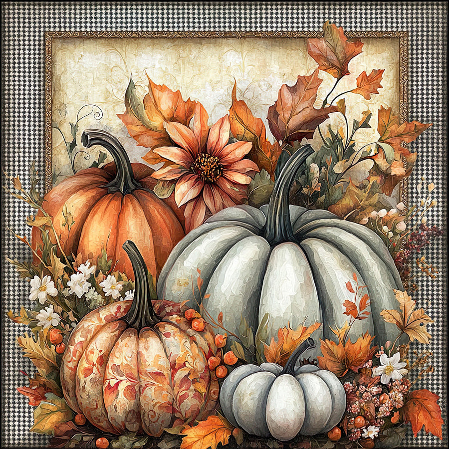 Fall Pumpkins Sign, DCO-102077, Sign For Wreath, 10x10in Metal Sign