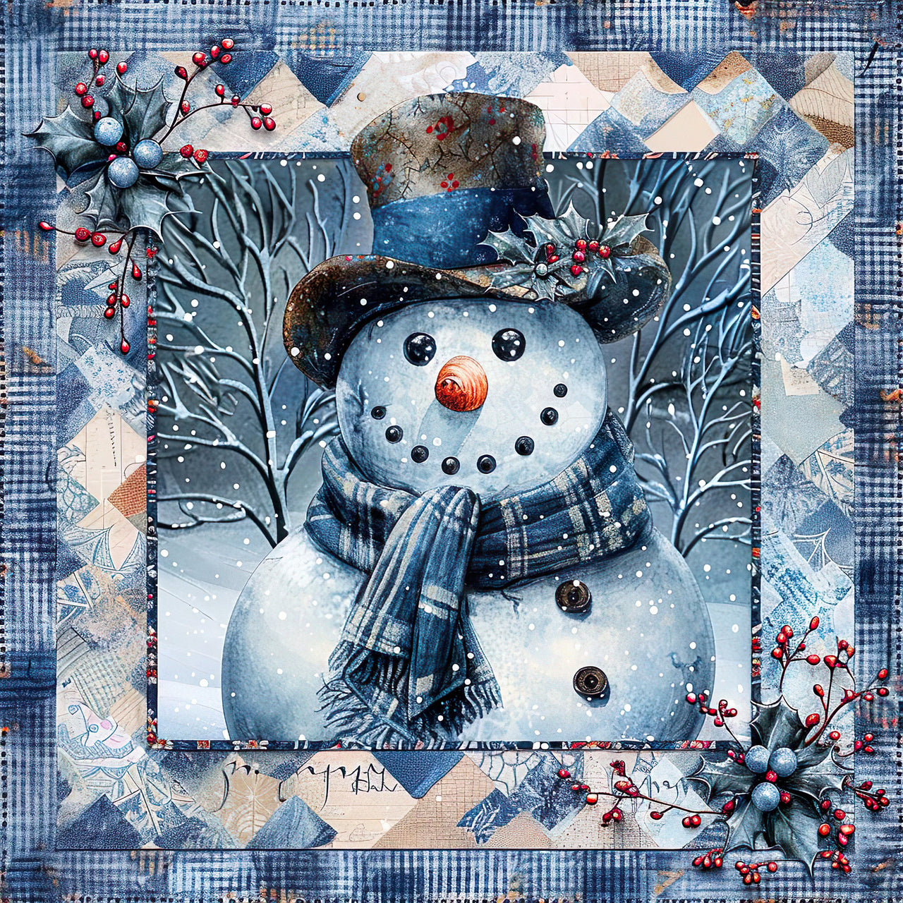 Blue Snowman Sign, DCO-102098, Sign For Wreath, 10x10in Metal Sign