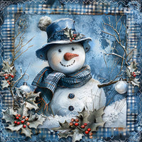 Thumbnail for Blue Snowman Sign, DCO-102101, Sign For Wreath, 10x10in Metal Sign