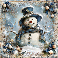Thumbnail for Blue Snowman Sign, DCO-102105, Sign For Wreath, 10x10in Metal Sign
