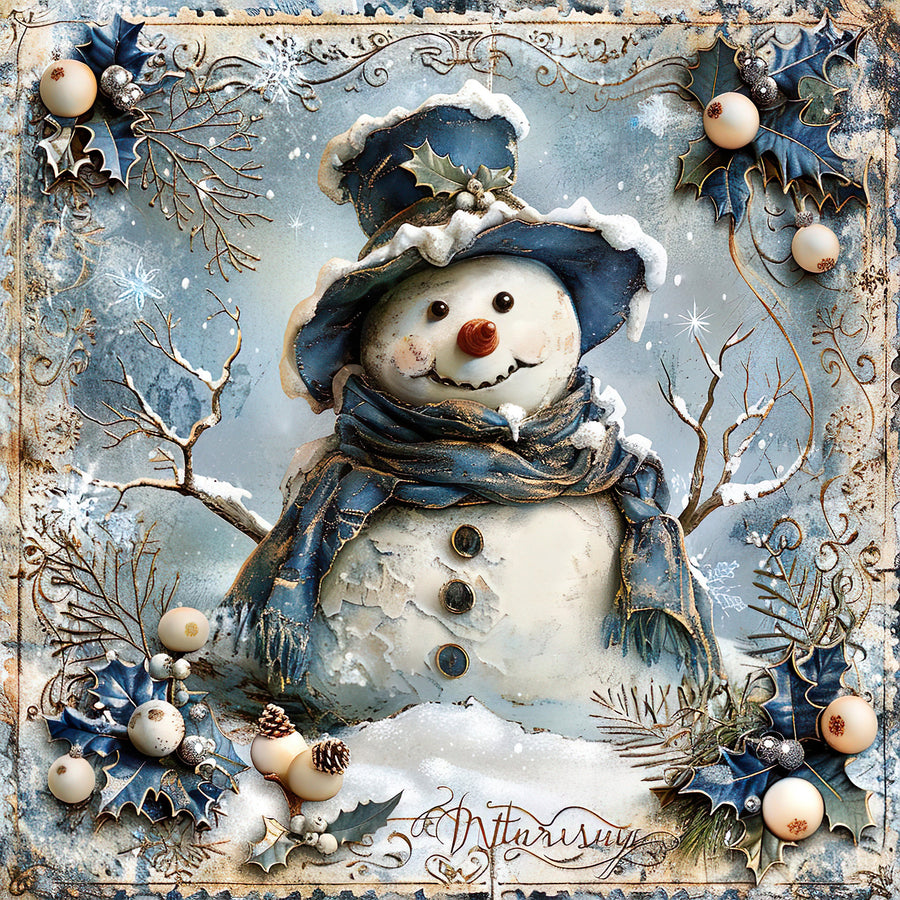 Blue Snowman Sign, DCO-102105, Sign For Wreath, 10x10in Metal Sign