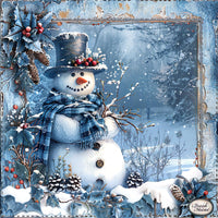 Thumbnail for Blue Snowman Sign, DCO-102106, Sign For Wreath, 10x10in Metal Sign