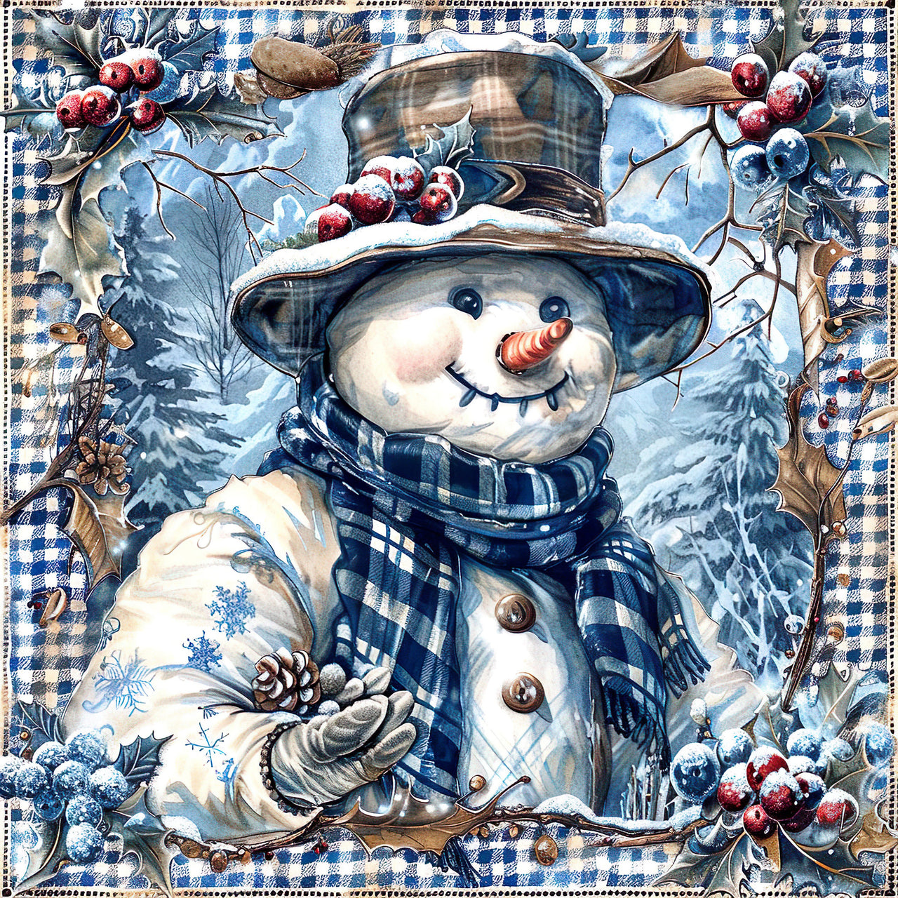 Blue Snowman Sign, DCO-102109, Sign For Wreath, 10x10in Metal Sign