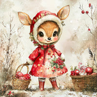 Thumbnail for Cute Christmas Deer, DCO-102155, Sign For Wreath, 10x10in Metal Sign