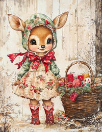 Thumbnail for Cute Christmas Deer, DCO-102157, Sign For Wreath, 10x10in Metal Sign