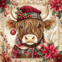Thumbnail for Christmas Highland Cow Sign, DCO-102167, Sign For Wreath, 10x10in Metal Sign