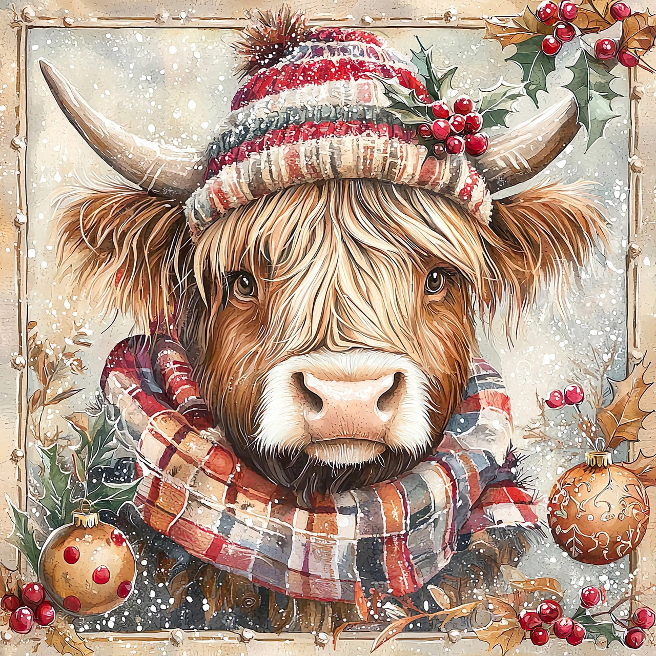 Christmas Highland Cow Sign, DCO-102168, Sign For Wreath, 10x10in Metal Sign