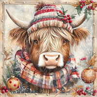 Thumbnail for Christmas Highland Cow Sign, DCO-102168, Sign For Wreath, 10x10in Metal Sign