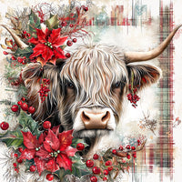 Thumbnail for Christmas Highland Cow Sign, DCO-102174, Sign For Wreath, 10x10in Metal Sign