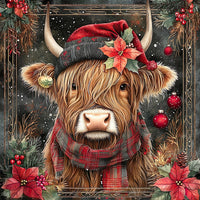 Thumbnail for Christmas Highland Cow Sign, DCO-102175, Sign For Wreath, 10x10in Metal Sign