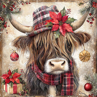 Thumbnail for Christmas Highland Cow Sign, DCO-102176, Sign For Wreath, 10x10in Metal Sign