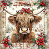 Thumbnail for Christmas Highland Cow Sign, DCO-102180, Sign For Wreath, 10x10in Metal Sign