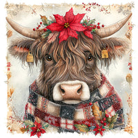 Thumbnail for Christmas Highland Cow Sign, DCO-102182, Sign For Wreath, 10x10in Metal Sign