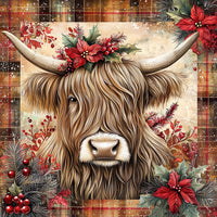 Thumbnail for Christmas Highland Cow Sign, DCO-102183, Sign For Wreath, 10x10in Metal Sign