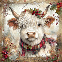 Thumbnail for Christmas Highland Cow Sign, DCO-102184, Sign For Wreath, 10x10in Metal Sign