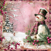 Thumbnail for Pink Snowman Sign, DCO-102205, Sign For Wreath, 10x10in Metal Sign
