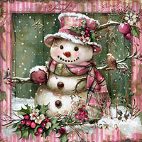 Thumbnail for Pink Snowman Sign, DCO-102208, Sign For Wreath, 10x10in Metal Sign