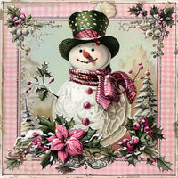 Thumbnail for Pink Snowman Sign, DCO-102209, Sign For Wreath, 10x10in Metal Sign