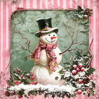 Thumbnail for Pink Snowman Sign, DCO-102210, Sign For Wreath, 10x10in Metal Sign