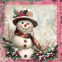 Thumbnail for Pink Snowman Sign, DCO-102211, Sign For Wreath, 10x10in Metal Sign