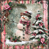 Thumbnail for Pink Snowman Sign, DCO-102212, Sign For Wreath, 10x10in Metal Sign