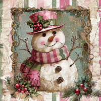 Thumbnail for Pink Snowman Sign, DCO-102213, Sign For Wreath, 10x10in Metal Sign