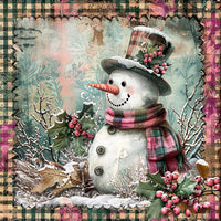 Thumbnail for Pink Snowman Sign, DCO-102214, Sign For Wreath, 10x10in Metal Sign