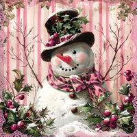 Thumbnail for Pink Snowman Sign, DCO-102215, Sign For Wreath, 10x10in Metal Sign